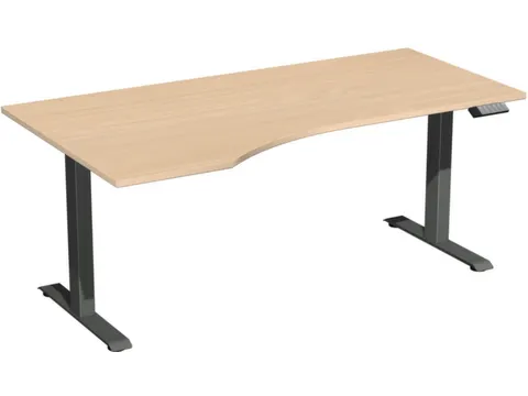 In hoogte verstelbaar bureau in vrije vorm,HxBxD 630-1280x1800x1000mm