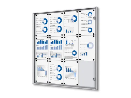 Binnenvitrine Vergrendelbaar Magneethoudend Indoor 12xA4 Zilver