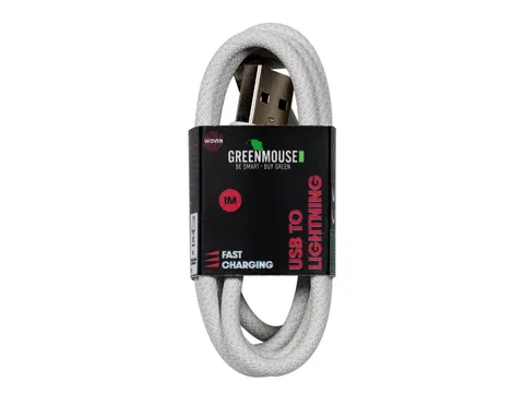 Kabel Green Mouse USB-A naar Lightning data Woven 1m