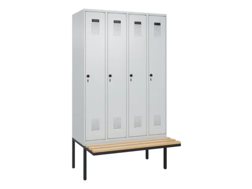 locker met bank,voor scheiding van kleding,HxBxD 2120x1200x815mm,4vak