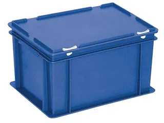 Euronorm Stapelkrat Hxlxb 230X400X300Mm 21L Met Deksel Blauw - 1