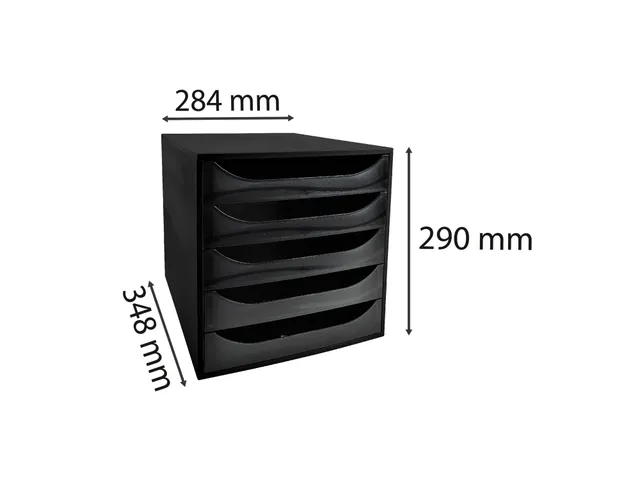 Ladenblok Ecobox 5 Laden A4+ Zwart