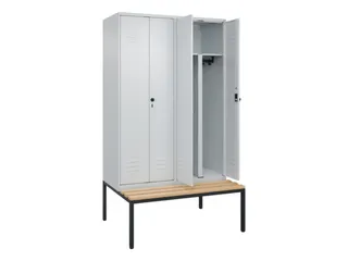 PBM-locker met bank,HxBxD 2120x1200x815mm,4vak,vak B 300mm - 2