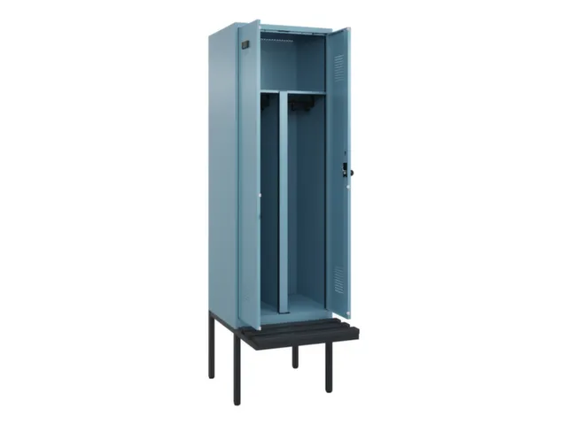 PBM-locker met bank,HxBxD 2120x600x815mm,2vak,vak B 300mm,draaigrendel