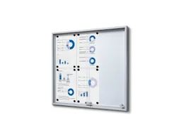 Vergrendelbaar notitiebord Indoor Slim 6xA4 met Schuifdeuren Zilver