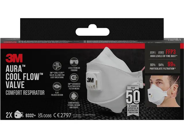 Aura Comfort Cool Flow stofmasker FFP3 2 stuks