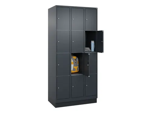 lockerkast,HxBxD 1950x900x500mm,3x4vakken,vak B 300mm,cil.-slot,sokkel