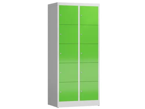 lockerkast,HxBxD 1800x800x500mm,2x5vakken,cil.-slot,romp RAL7035