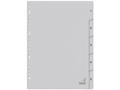 Tabblad ECO Kangaro A4 cijfers 180 grams grijs karton 23-gaats 5-delig