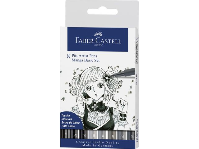 Tekenstift Faber Castell Pitt Artist Pen Manga 8 Stuks Etui Basic | FaberCastellShop.be