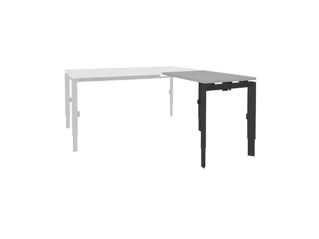 Bureau Linesto N3 aanbouwtafel 80x60cm lichtgrijs 25mm zwart