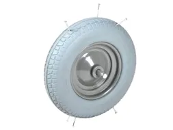 kruiwagenwiel,draagverm. 200kg,Ø 400mm,aslengte 100mm,PU-banden