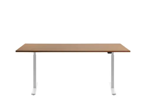 Elektrisch ihv bureau,HxBxD 700-1200x1800x800mm,blad beuken,T-voet wit