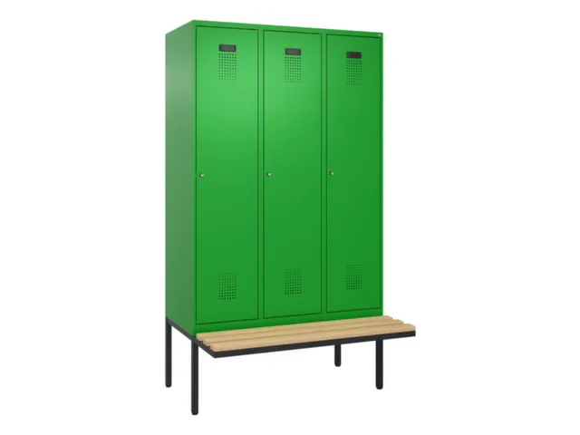 locker met bank,voor scheiding van kleding,HxBxD 2120x1200x815mm,3vak