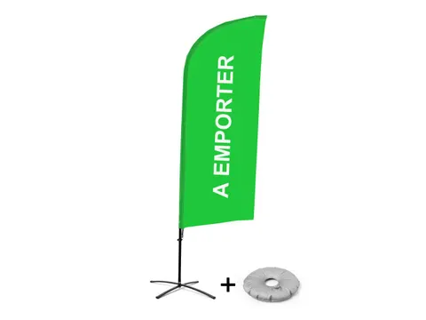 Horecavlag Alu Wind complete set "A Emporter" Groen kruisvoet Zwart