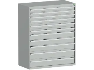 ladekast HxBxD 1600x1300x650mm 11laden RAL7035 front RAL7035 - 2