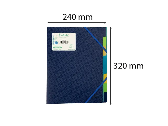 Trieur polypropylène 3 rabats Forever 8 compartiments - Bleu