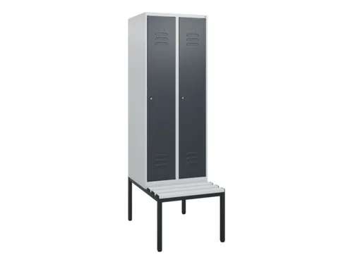 locker met bank,HxBxD 1950x600x815mm,2vak,vak B 300mm,cil.-slot