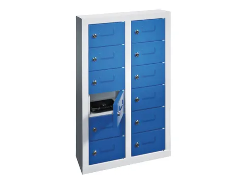 lockerkast,HxBxD 815x460x200mm,2x6vakken,RAL7035,front RAL5010