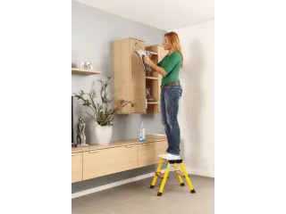 Verrijdbaar Vouwtrapje Aluminium 2x2treden 4 Geveerde Wielen Geel - 4