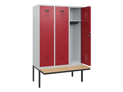 locker met bank,HxBxD 1950x1200x815mm,3vak,vak B 400mm,cilinderslot