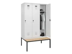 locker met bank,HxBxD 2120x1200x815mm,3vak,vak B 400mm,draaigrendel