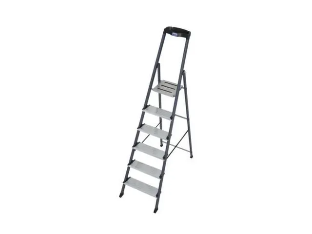 trapladder,eenzijdig,6treden,bordes m. antislip elementen,Stand H 1,3m