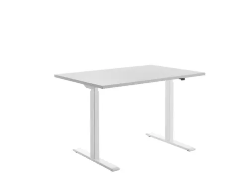 Elektrisch ihv bureau,HxBxD 700-1200x1200x800mm,blad grijs,T-voet wit