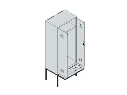 PBM-locker met bank,HxBxD 2120x800x815mm,2vak,vak B 400mm,cil.-slot