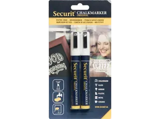 Securit Krijtmarker Medium Wit, Blister Met 2 Stuks - 1