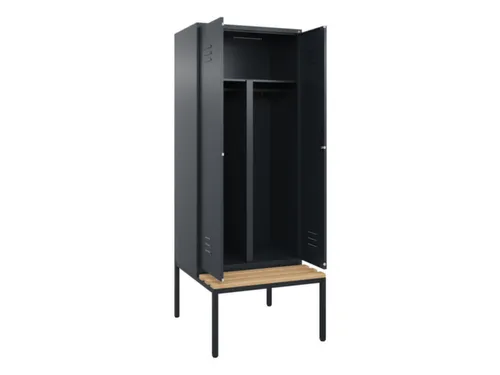 PBM-locker met bank,HxBxD 2120x800x815mm,2vak,vak B 400mm,cil.-slot