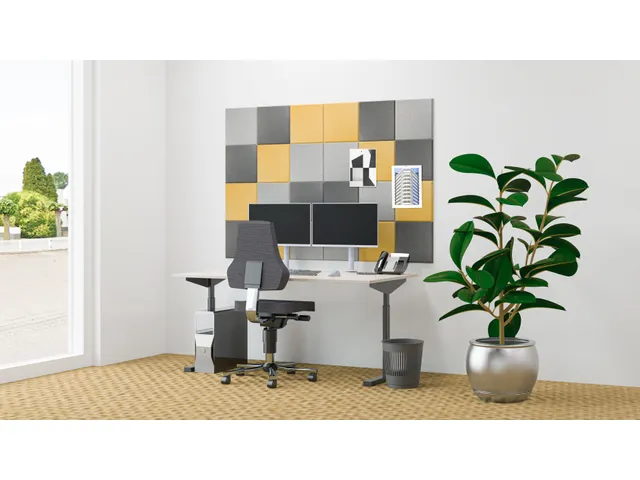 Akoestische PET-vilt wandtegels 30x30cm Combi Geel 24 Stuks