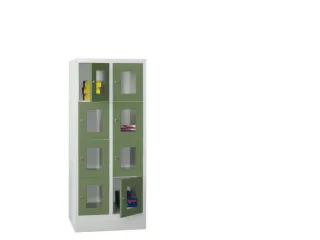 lockerkast,HxBxD 1518x600x500mm,2x4vakken,RAL7035,front RAL6011 - 2