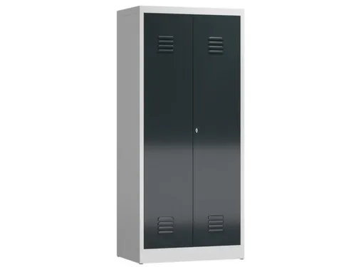Lockerkast 1800x800x500mm 2 vakken, klinksluiting, RAL7016