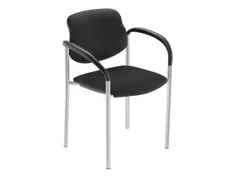 Bezoekersstoel,4Voeten Ronde Buis Aluminium-Zilver,M. Armleuningen