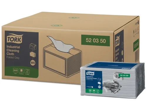 Reinigingsdoek Tork W8 Premium Industrial 1-laags 55 vel grijs 520350