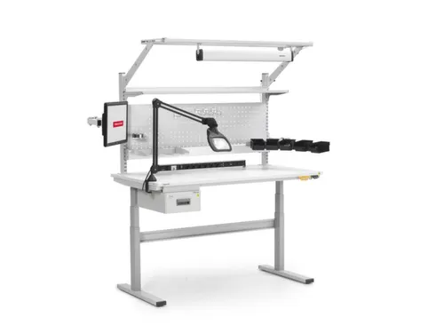 ESD-montagetafel,HxBxD 630-1270x1100x800mm,blad gelamineerd grijs