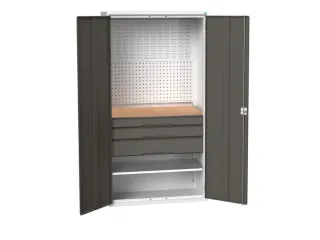 Systeemkast 2000x1050x550mm 1xlegbord 3laden RAL7035+RAL7016 - 1