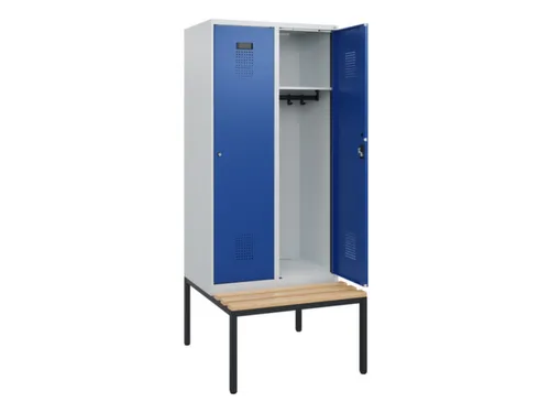 locker met bank,HxBxD 1950x800x815mm,2vak,vak B 400mm,cilinderslot