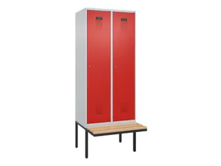 locker met bank,voor scheiding van kleding,HxBxD 2120x800x815mm,2vak - 2