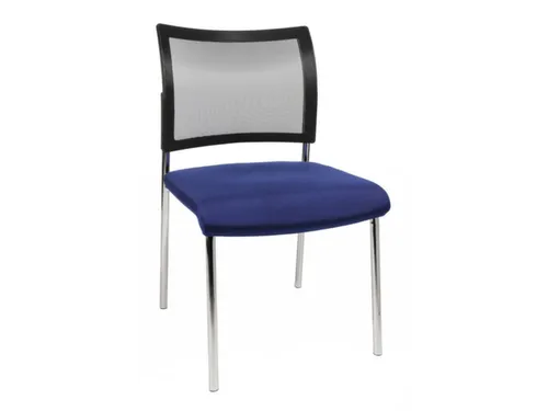 Bezoekersstoel Blauw Stof Zitting Rugleuning Netbekleding Zwart