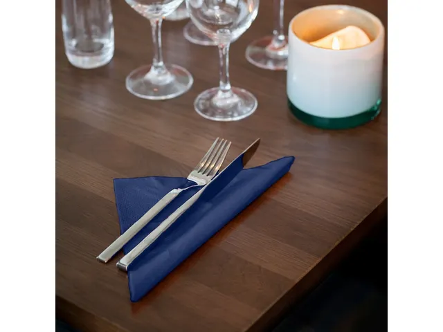 Serviette Soft dinner 3 épaisseurs 39x39cm pli 1/4 bleu foncé