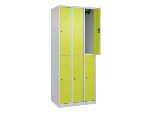 dubbeldekse locker,HxBxD 1850x750x500mm,3x2vak.,vak B 250mm,cil.-slot