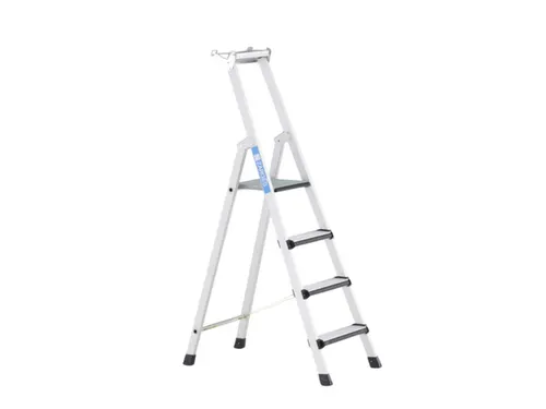 trapladder,eenzijdig,4treden,m. bekleding,stand H 0,75m,balk L 1,52m