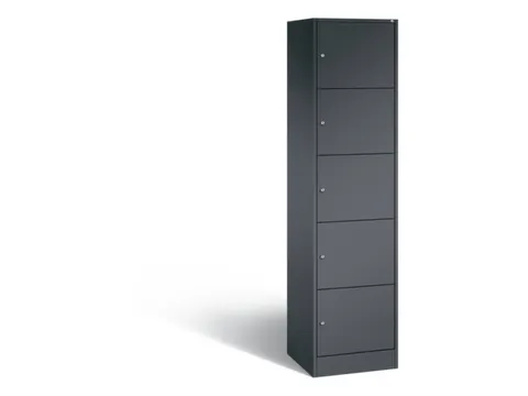 lockerkast,HxBxD 1950x460x480mm,1x5vakken,romp RAL7021,front RAL7021