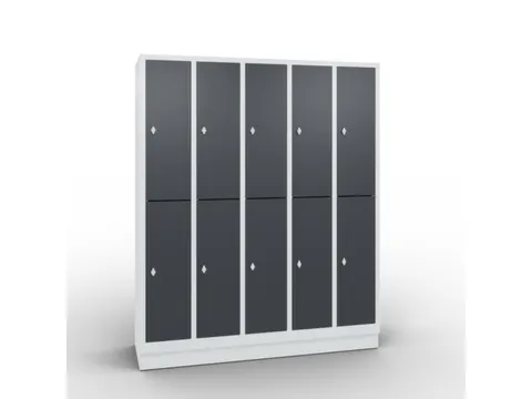 lockerkast draaigrendel 1800x1480x500 5x2vakken RAL7035 front RAL7021