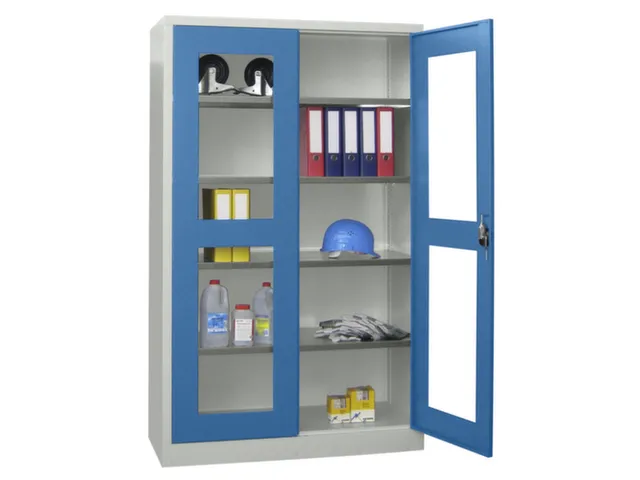 Vitrinekast Hxbxd 1950x1200x400mm Draaideuren Ral7035 Front Ral5012