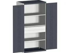 systeemkast 2000x1300x650mm 3xStalen bodem 2laden Ral7035 Ral7016