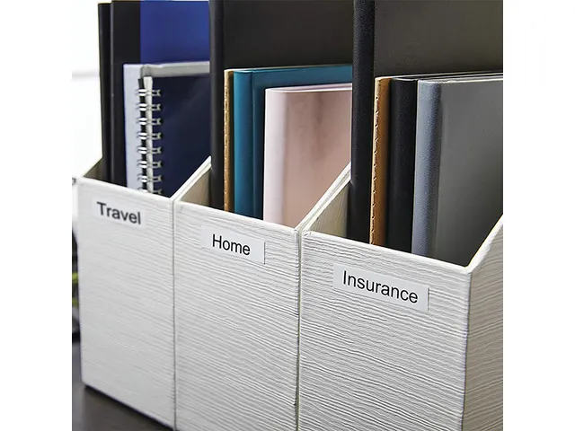 Labeltape Dymo LabelManager D1 polyester 12mm zwart op wit 10 stuks