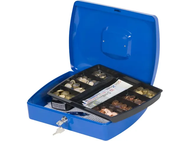 Geldkoffer Blauw 325x235x85mm Inclusief 2 Sleutels